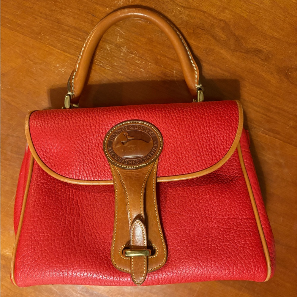 Vintage Dooney & Bourke Essex Carrier Bag Top Handle Red All Weather Leather